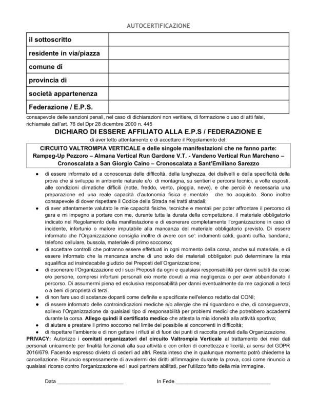  Autocertificazione2019